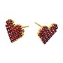Conjunto Brinco e Pingente Coração Strass Vermelho