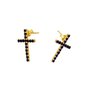 Conjunto Brinco e Pingente Cruz Strass Fina Preto
