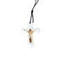 Cordão Crucifixo com Cristo Cruxificado e Cristo Ressucitado Resinada 7 x 5 cm