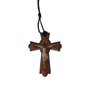Cordão Crucifixo com Cristo Cruxificado e Cristo Ressucitado Resinada 7 x 5 cm
