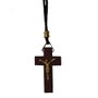 Cordão Crucifixo em Madeira Vermelha e Cristo em Dourado 34cm