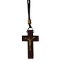 Cordão Crucifixo em Madeira Vermelha e Cristo em Dourado 34cm