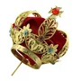 Coroa Dourada em Metal Fundido com Veludo Vermelho - 12 cm