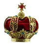 Coroa Dourada em Metal Fundido com Veludo Vermelho - 12 cm