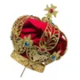 Coroa Dourada em Metal Fundido com Veludo Vermelho - 28 cm