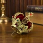 Coroa Dourada em Metal Fundido com Veludo Vermelho - 9,5 cm