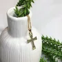Corrente Banhada Dourada Cruz Strass