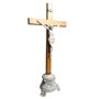Crucifixo de Mesa Cruz de Madeira com Base e Cristo de Mármore - 46 cm