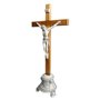 Crucifixo de Mesa Cruz de Madeira com Base e Cristo de Mármore - 46 cm