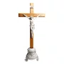 Crucifixo de Mesa Cruz de Madeira com Base e Cristo de Mármore - 46 cm