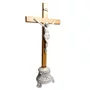 Crucifixo de Mesa Cruz de Madeira com Base e Cristo de Mármore - 46 cm