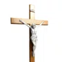 Crucifixo de Mesa Cruz de Madeira com Base e Cristo de Mármore - 46 cm