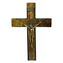Crucifixo de Mesa em Madeira e Cristo em Metal - 23cm