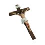 Crucifixo de Parede em Resina Cruz com Textura de Madeira 27 cm