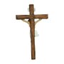 Crucifixo de Parede em Resina Cruz com Textura de Madeira 27 cm