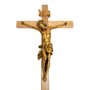 Crucifixo de Parede em Madeira e Cristo em Mármore com Pintura em Bronze - 80 cm