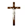 Crucifixo de Parede em Madeira e Cristo em Marmore - 53 Cm