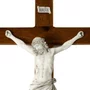 Crucifixo de Parede em Madeira e Cristo em Marmore - 53 Cm