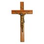 Crucifixo de Parede em Madeira e Cristo em Mármore com Pintura em Bronze - 31 cm