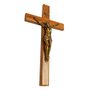Crucifixo de Parede em Madeira e Cristo em Mármore com Pintura em Bronze - 31 cm