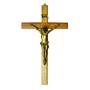 Crucifixo de Parede em Madeira e Cristo em Mármore com Pintura em Bronze - 53 cm