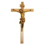 Crucifixo de Parede em Madeira e Cristo em Mármore com Pintura em Bronze - 80 cm