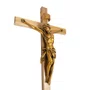 Crucifixo de Parede em Madeira e Cristo em Mármore com Pintura em Bronze - 80 cm