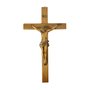 Crucifixo de Parede em Madeira e Cristo em Mármore e Pintura em Bronze 53cm