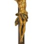 Crucifixo de Parede em Madeira e Cristo em Mármore e Pintura em Bronze 53cm