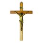 Crucifixo de Parede em Madeira e Cristo em Mármore com Pintura em Bronze - 53 cm