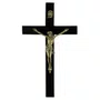 Crucifixo de Parede em Madeira Revestida de Preto Cristo Bronze - 38 cm x 22 cm