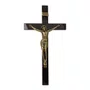 Crucifixo de Parede Madeira Escura Cristo em Bronze - 62 cm x 33 cm