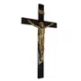 Crucifixo de Parede Madeira Escura Cristo em Bronze - 62 cm x 33 cm