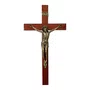 Crucifixo de Parede Madeira Marrom e Cristo em Bronze - 62 Cm X 33 Cm