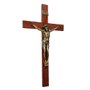 Crucifixo de Parede Madeira Marrom e Cristo em Bronze - 62 Cm X 33 Cm