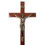 Crucifixo de Parede Madeira Marrom e Cristo em Bronze - 62 Cm X 33 Cm