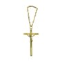 Crucifixo Dourado Metal Corrente 20,5 cm
