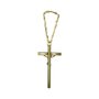 Crucifixo Dourado Metal Corrente Sextavada 20 cm