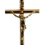 Crucifixo Dourado Metal Corrente Sextavada 20 cm
