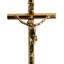 Crucifixo Dourado Metal Corrente Sextavada 20 cm