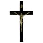 Crucifixo de Parede em Madeira Revestida de Preto Cristo Bronze - 38 cm x 22 cm
