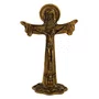 Crucifixo de Mesa em Metal Ouro Velho - 11 cm 