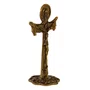 Crucifixo de Mesa em Metal Ouro Velho - 11 cm 