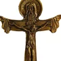 Crucifixo de Mesa em Metal Ouro Velho - 11 cm 