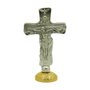 Crucifixo Metal Dourado e Prata Base 8 Cm