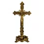 Crucifixo de Mesa em Metal Ouro Velho - 29 cm 