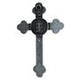 Crucifixo Metal Parede São Bento Prata Velha - 21 cm x 13 cm
