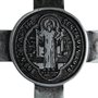 Crucifixo Metal Parede São Bento Prata Velha - 21 cm x 13 cm