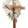 Crucifixo Senhor do Bonfim de Madeira e Resina Nacional com Pedestal - 2,17 m