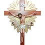 Crucifixo Senhor do Bonfim de Madeira e Resina Nacional com Pedestal - 2,17 m